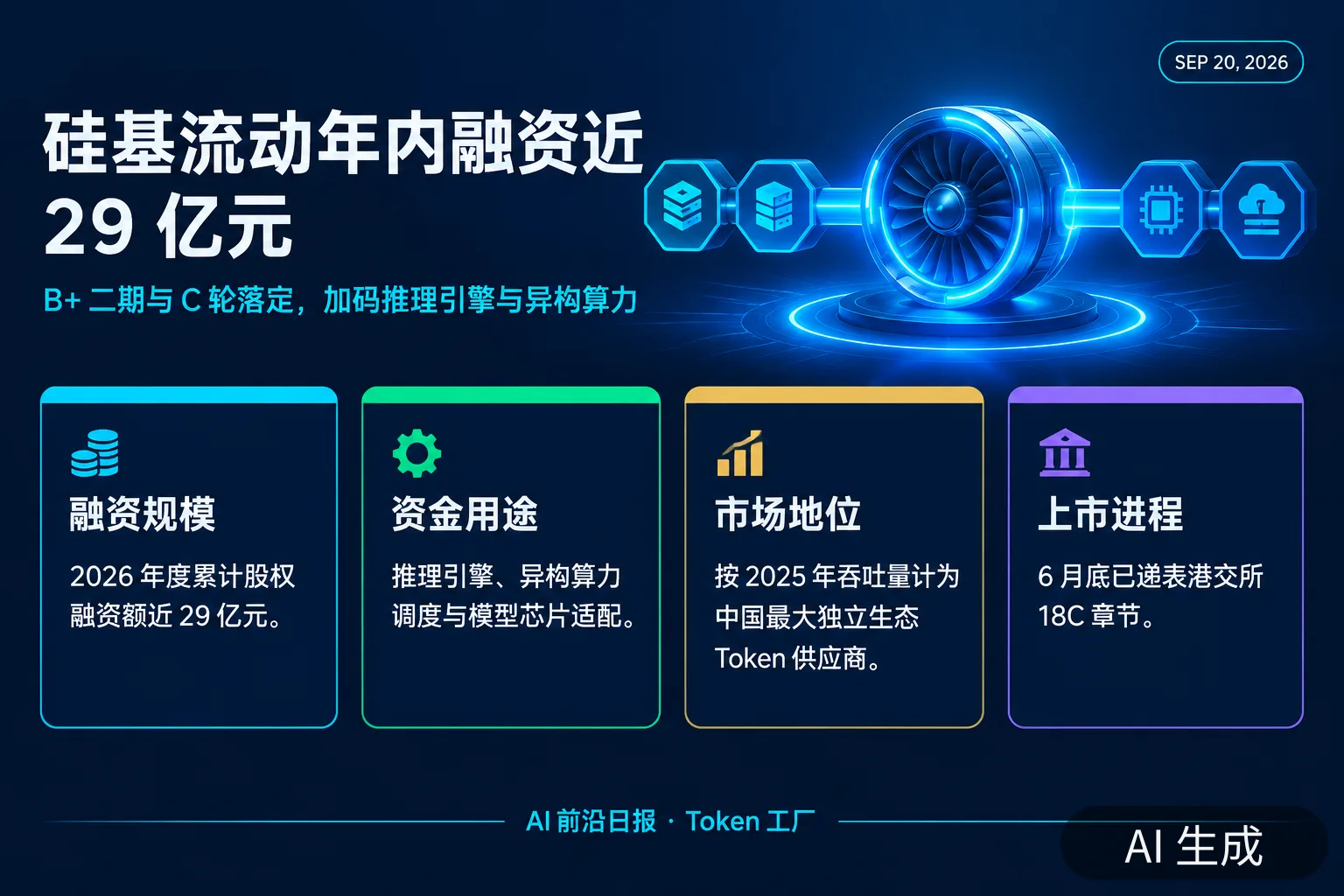 信息图：硅基流动完成 B+ 二期与 C 轮融资——年内累计近 29 亿元（AI 生成图，文字为当日报道要点）