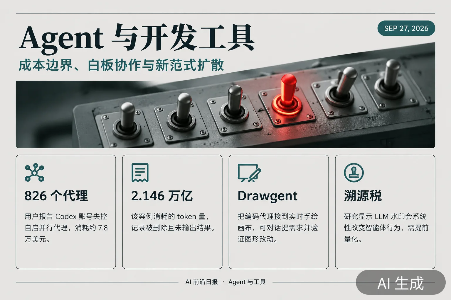 信息图：当日 Agent 与 AI Coding 工具要点（AI 生成图，文字为当日报道要点）
