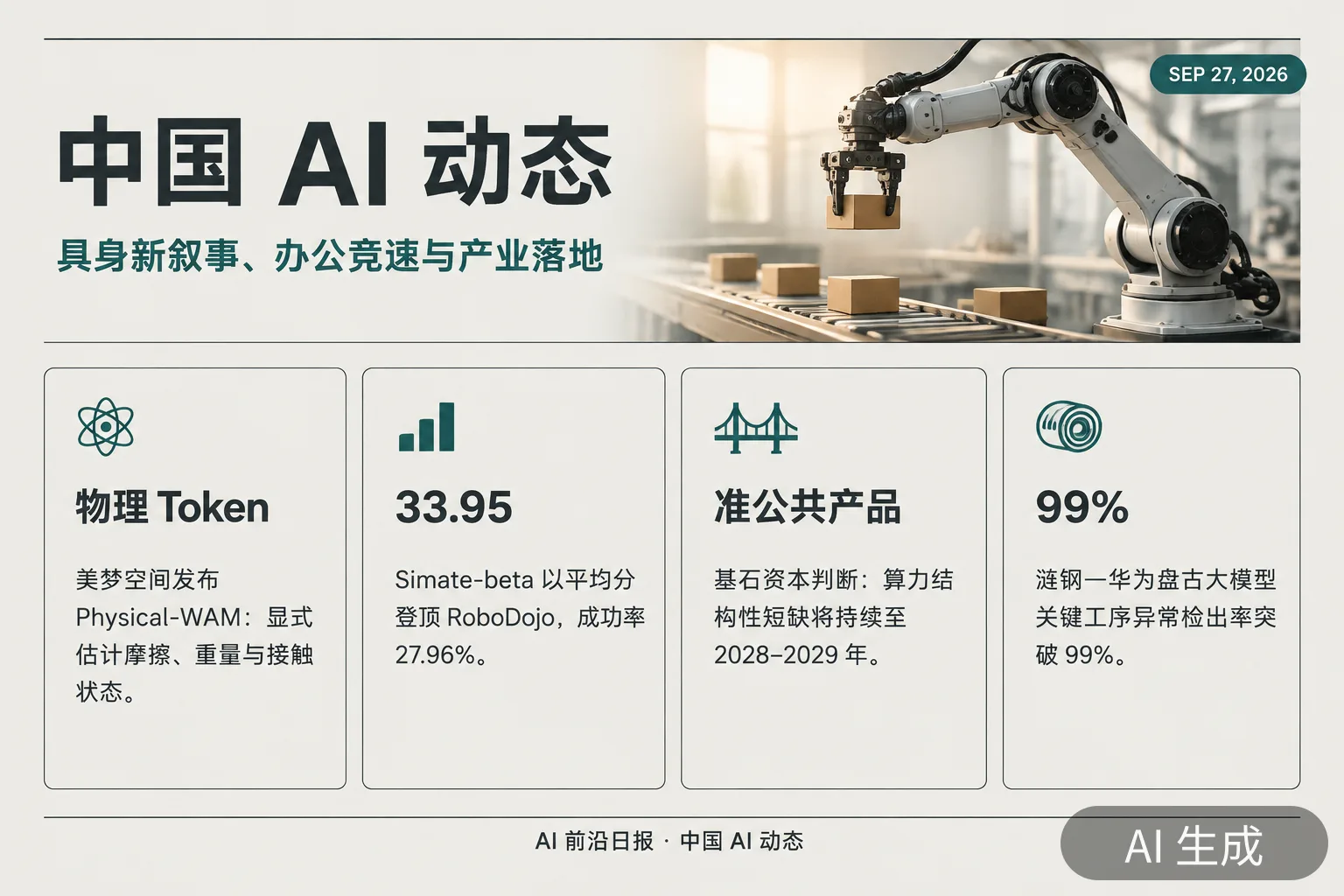 信息图：当日中国 AI 动态要点（AI 生成图，文字为当日报道要点）