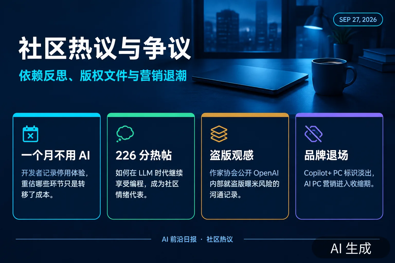 信息图：当日社区热议与争议要点（AI 生成图，文字为当日报道要点）