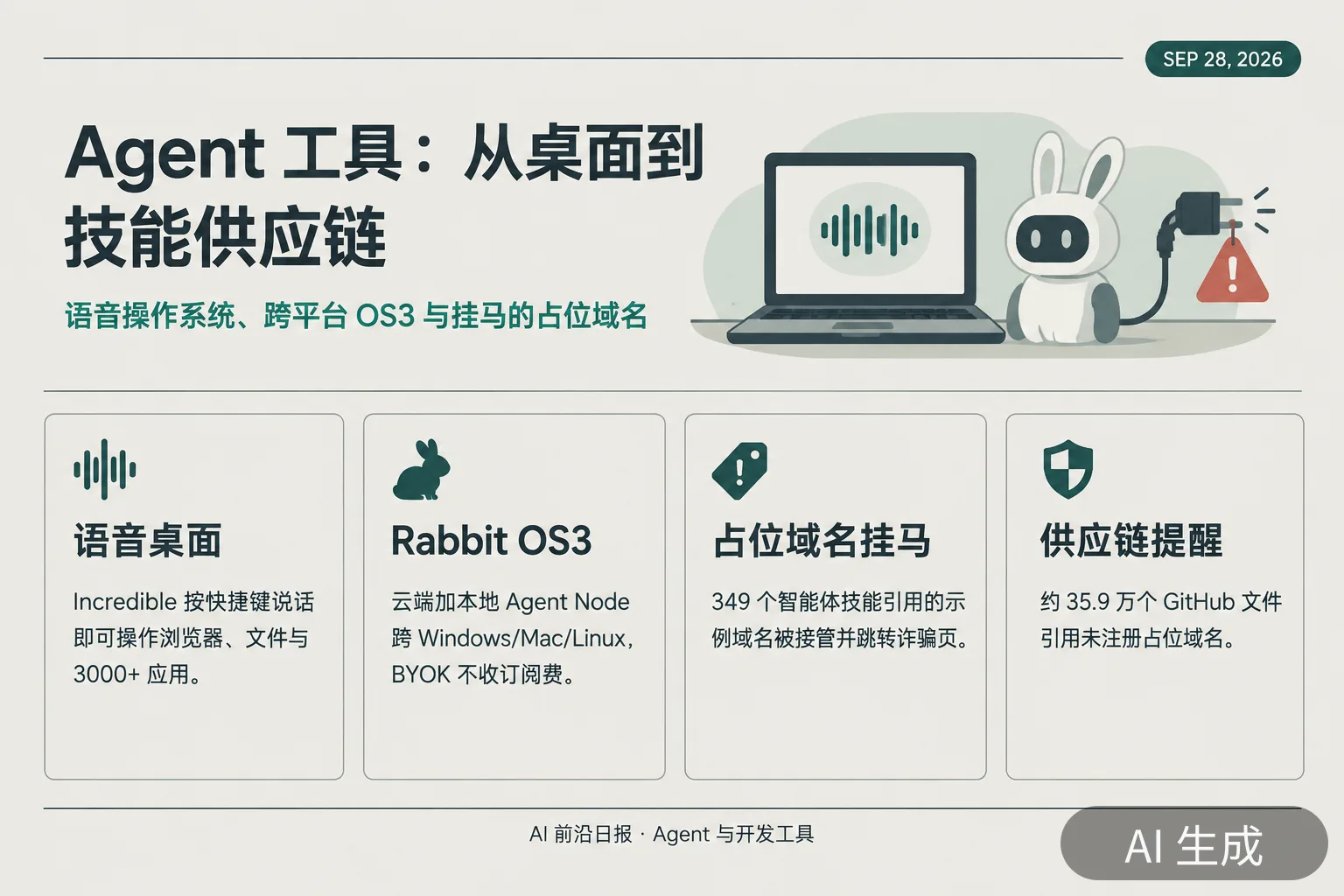 信息图：Agent 与开发工具要点（AI 生成图，文字为当日报道要点）