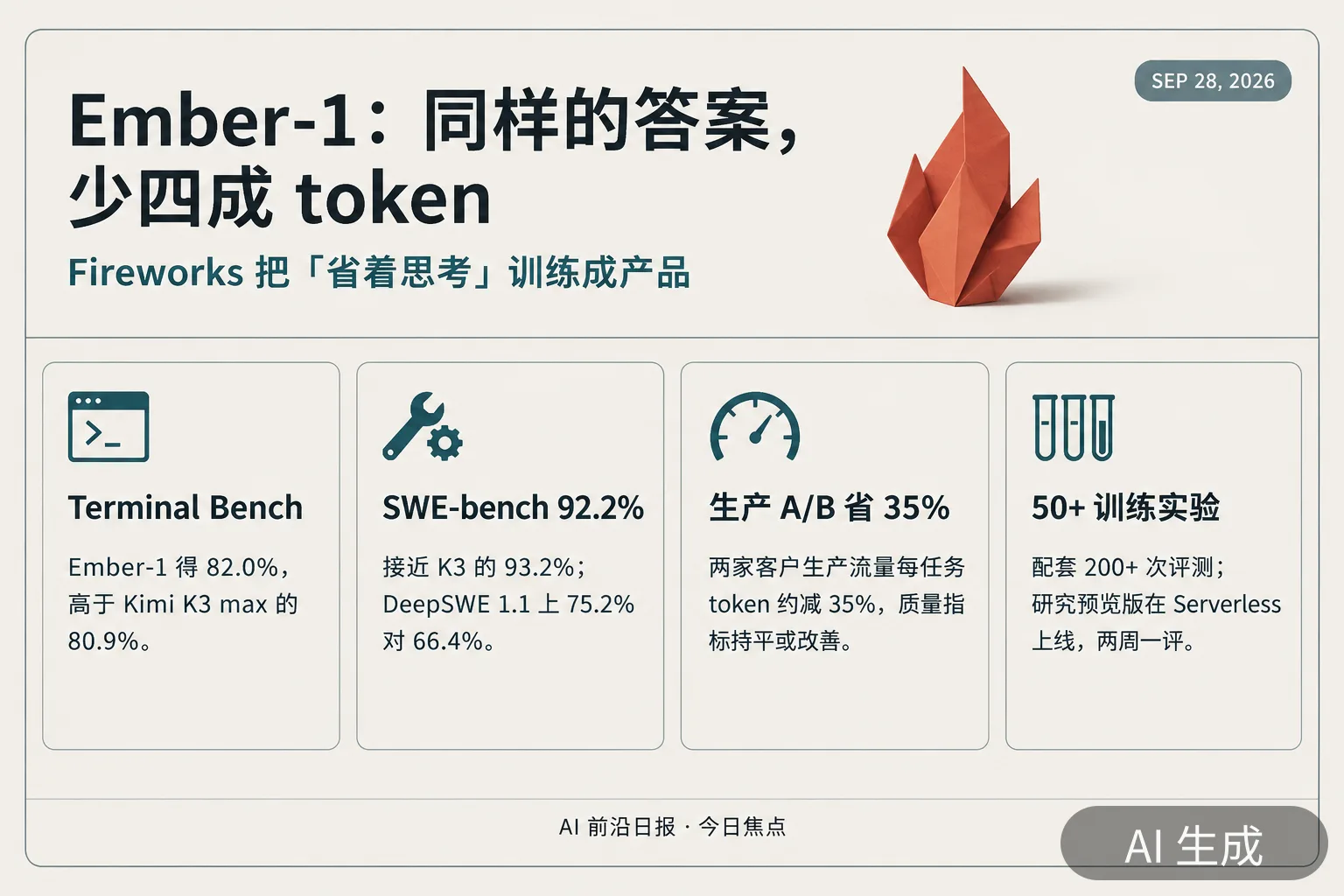 信息图：Ember-1 效率数据要点（AI 生成图，文字为当日报道要点）