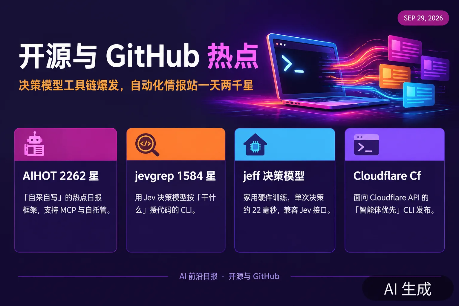 信息图：开源与 GitHub 热点要点（AI 生成图，文字为当日报道要点）