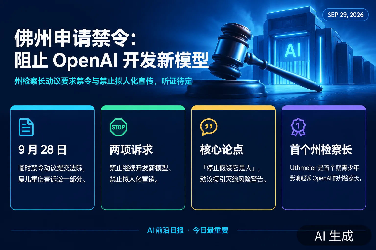 信息图：佛罗里达禁令动议要点（AI 生成图，文字为当日报道要点）
