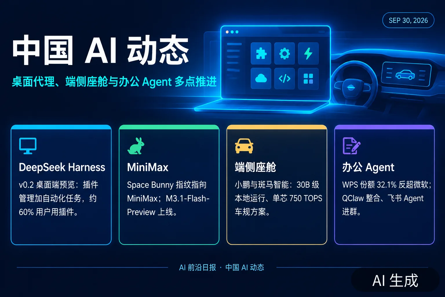 信息图:中国 AI 动态要点(AI 生成图,文字为当日报道要点)