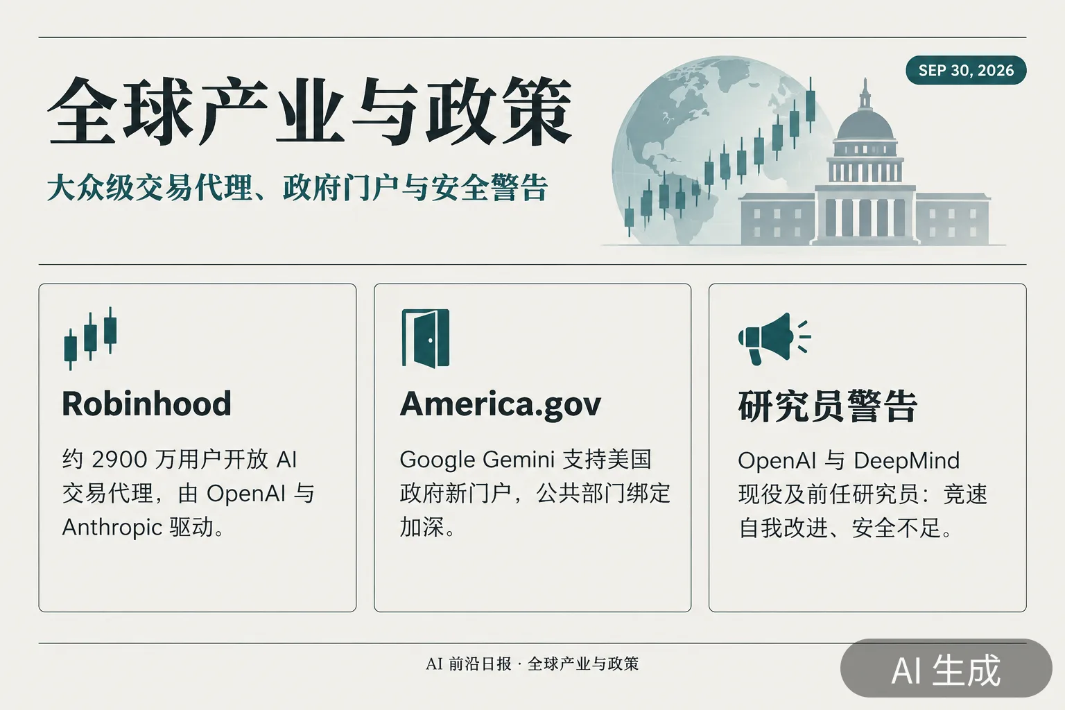 信息图:全球产业与政策要点(AI 生成图,文字为当日报道要点)