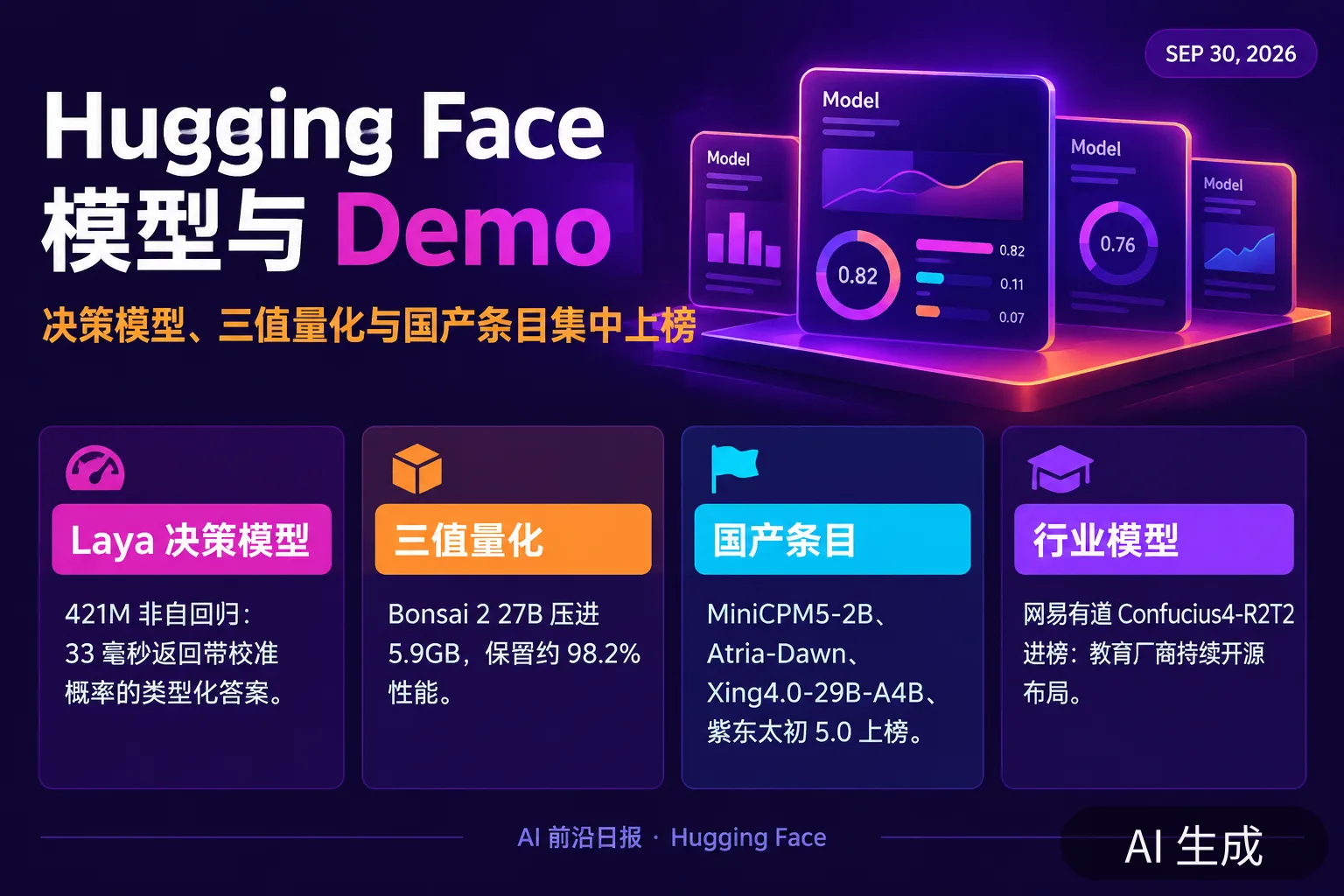信息图:Hugging Face 模型与 Demo 要点(AI 生成图,文字为当日报道要点)