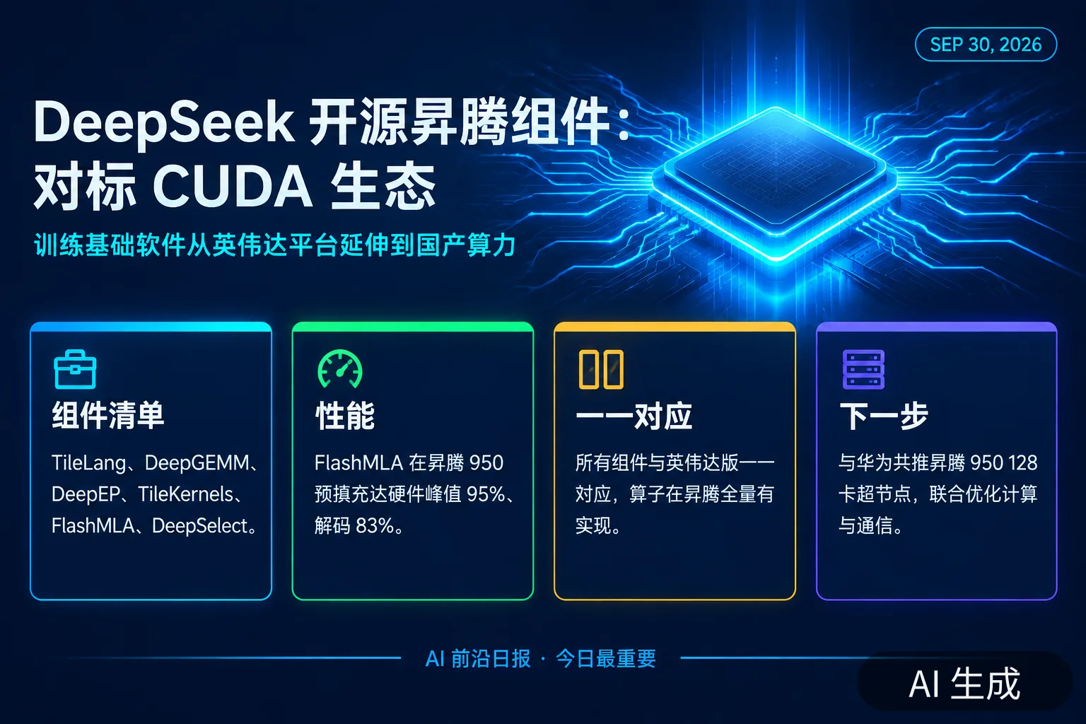 信息图:DeepSeek 开源昇腾基础组件(AI 生成图,文字为当日报道要点)